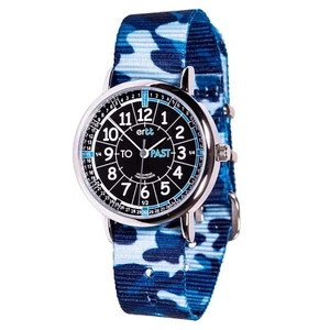 Easy Read Kids Watch ( Blue Camo with Black & Blue face ) Learn to tell the time - Picture 1 of 4