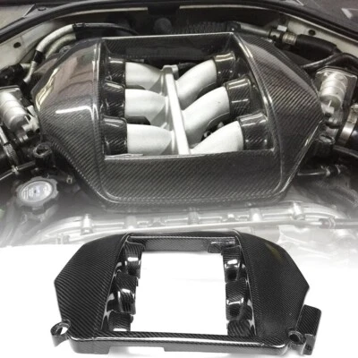 Tapa de cubierta de motor delantera de carbono real apta para Nissan GT-R R35 GTR 2008-2015 Foto 1 de 4