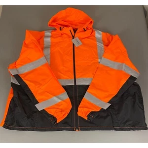 VEA Hi Vis Rain Jacket 3M Reflective Safety Workwear Coat Orange Men's 6XL NWT - Picture 1 of 13
