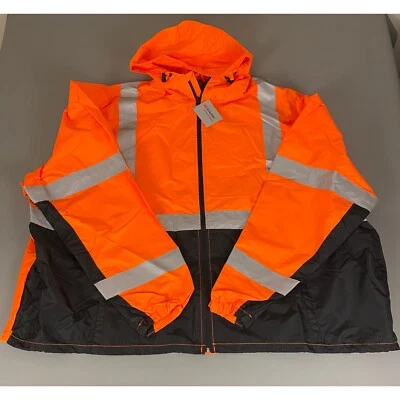 VEA Hi Vis Rain Jacket 3M Reflective Safety Workwear Coat Orange Men's 6XL NWT - Image 1 of 4
