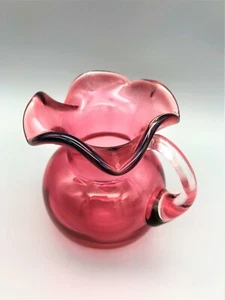 JARRA CREMA DE VIDRIO DE ARÁNDANO SOPLADA A MANO DE COLECCIÓN, c.1990 - Imagen 1 de 6