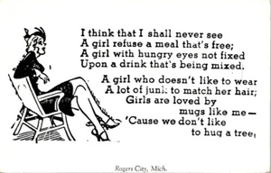 Humor Postkarte Ich glaube, dass ich nie sehen werde... Rodgers City Michigan 10071 - Bild 1 von 2