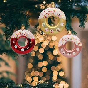 4pcs/Box Doughnut Christmas Gifts Boxes Pendant Plastic Christmas Gift - Picture 1 of 16
