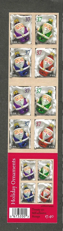 #3886b 37c HOLIDAY ORNAMENTS ISSUE BOOKLET OF 20 MNH UNFOLDED - Image 1 of 1