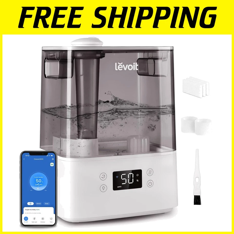 Smart App Controlled 6L Humidifier - Rapid Mist, Auto Mode - Image 1 of 4