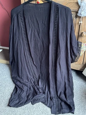Ladies Kimono / Beach Top, Size 4XL( 26-28), Black, Crochet Edged , Preowned - Image 1 of 4