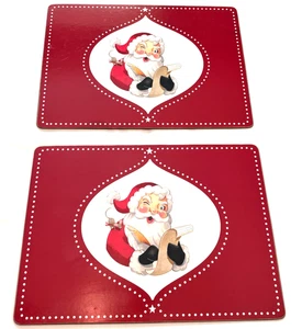 2-Pottery Barn Kids 2015 Santa Corkboard Placemats Christmas in the Country Set - Picture 1 of 7