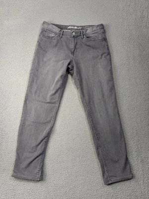 Eddie Bauer Boyfriend Flannel Lined Jeans Womens 10 Relaxed Gray Stretch - Image 1 of 4