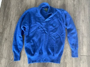 VINTAGE Abercrombie and Fitch Mens Blue Sweater All Pure Wool Large 1980s - Picture 1 of 7
