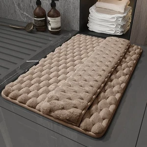Thickened Flannel Shaggy Bathroom Mat Bathroom Absorbent Floor Mat Bedside - Picture 1 of 12