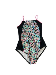 Speedo Girls Large ColorBlock Multicolor One Piece Swimsuit - Picture 1 of 9