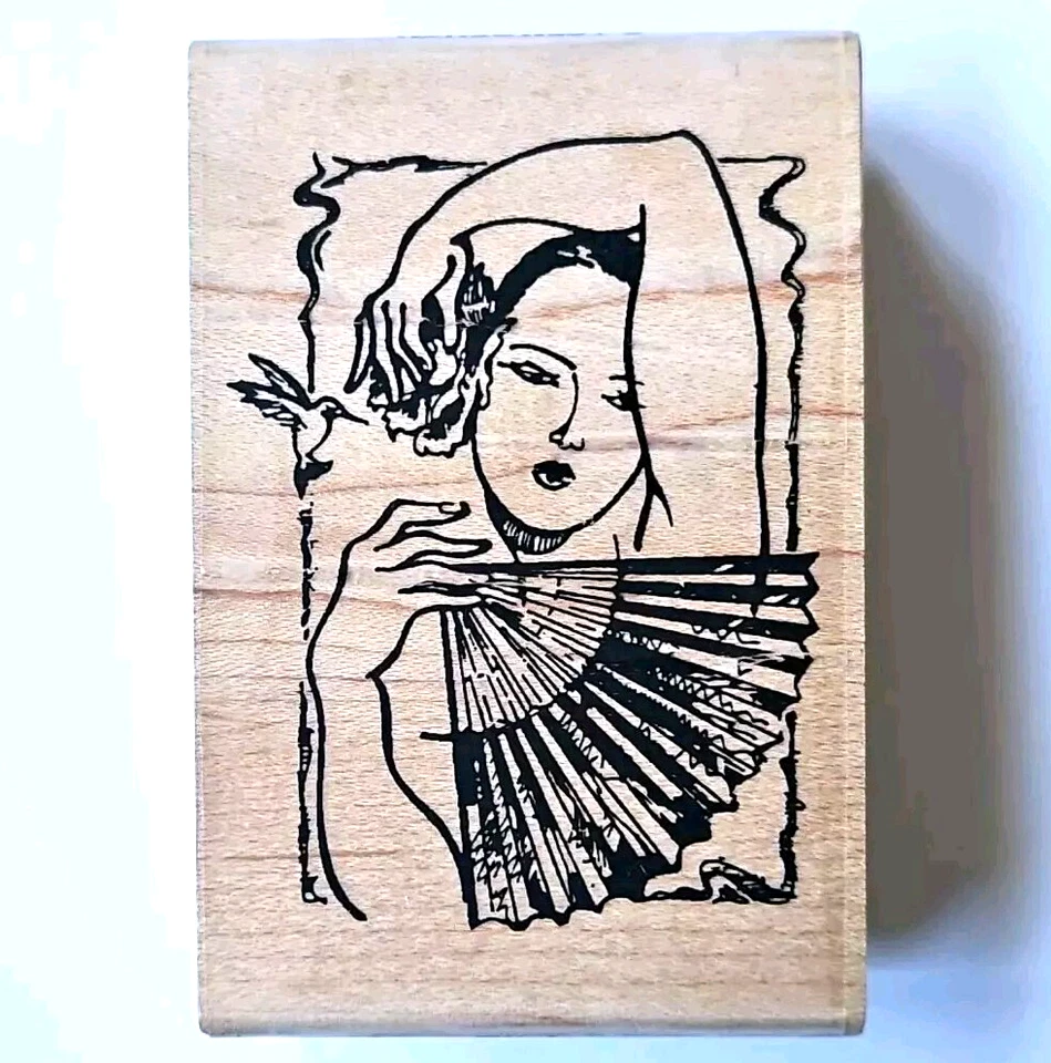 FLIGHT #725 Acey Deucy резиновый штамп женщина вентилятор колибри Senorita красоты H333 - Изображение 1 из 4