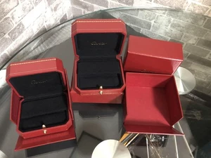 Cartier Genuine Earrings Jewelry case empty Red box Set of 2 Excellent++++ - Picture 1 of 11