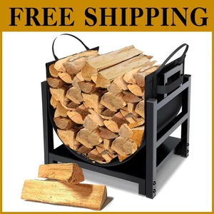 Kompakter Brennholzregalhalter mit Holzträger - Bild 1 von 8