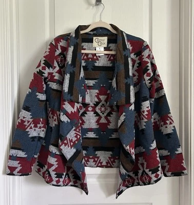 Cripple Creek Western Tribal Jacket Womens Sz S Navajo Aztec Open Cardigan Wrap - Image 1 of 4