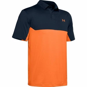 Under Armour Polo Shirt Mens Small Blue Orange HeatGear Golf Casual Short Sleeve - Picture 1 of 8
