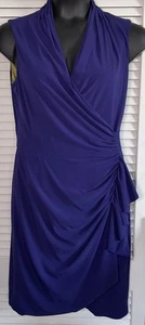 Vtg Retro Nine West Dress Purple 12 Faux Wrap Sleeveless - Picture 1 of 7