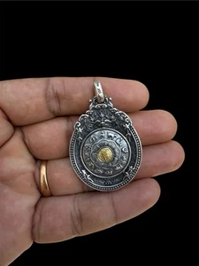Tibetan 925 Sterling Silver Astrological Mandala  Pendant  - Picture 1 of 6