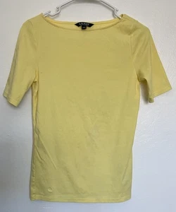 Lauren Ralph Lauren gelbes Damen Oberteil U-Boot-Ausschnitt Viertelarm Small Petit - Bild 1 von 8