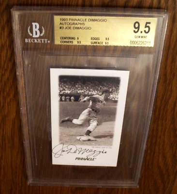1993 PINNACLE AUTOGRAPHS JOE DIMAGGIO NY YANKEES CARD#3 THE STREAK BGS 9.5 - Image 1 of 4