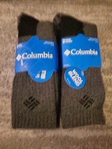 Columbia Men's 2-Pack Wool-Blend Crew Socks GRAY BLACK Shoe Size 6-12 #19321 New - Picture 1 of 2