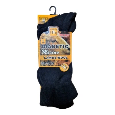 COLOURSFORYOU Mens Merino Lambswool Diabetic Socks Non Elastic Thick Loose Top Winter 6-11