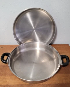 Large Skillet  Pizza Pan Griddle Handles Surgical Stainless Steel Waterless 14” - Picture 1 of 8