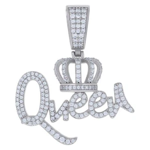 925 Sterling Silver Moissanite Women's 'Queen' w/ Royal Crown Pendant 1.40 Ct - Picture 1 of 1