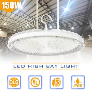 White UFO LED High Bay Light 150W Commercial Warehouse Hanging Fixture Lamp IP65 - Picture 1 of 10
