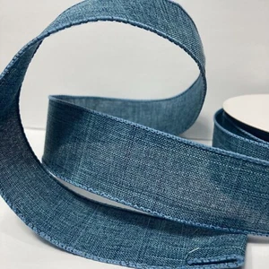 Denim Blue Wired Ribbon Polyester 1.5" 10yds 2 Rolls Wreath Making Crafts Bow - Picture 1 of 12
