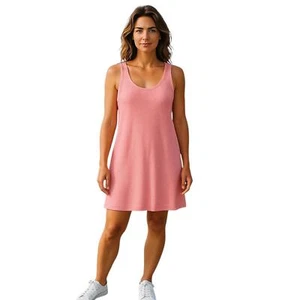 H&M Terry Cloth Swing Cotton Dress Size Large Pink New - Picture 1 of 8