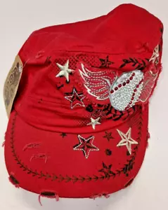 Neu mit Etikett L.O.G.O. BY LEADER - DAMEN CAP BASEBALL/HALO STRASS DETAIL DISTRESSED - Bild 1 von 4