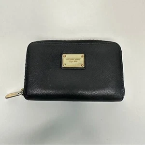 Michael Kors schwarze Geldbörse kleines Kartenetui Gold Teller mit Reißverschluss - Bild 1 von 8