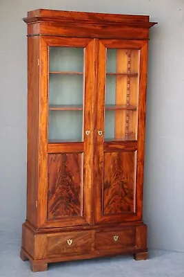 Antique French Empire Glazed Two Door Bookcase Adjustable Shelves Original Glass • 2,995$