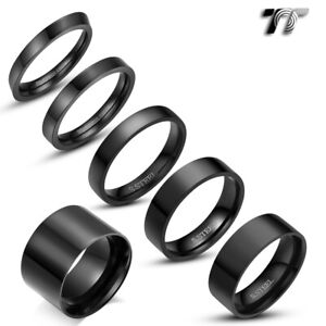TT 2-14mm Black Stainless Steel Wedding Band Ring  Size 5-15 (R01D) 2023 NEW