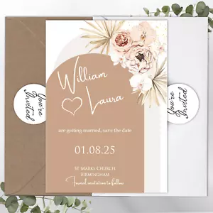 Save The Date Cards Personalised Wedding, Floral, BOHO,  NEW for the 2023 Season - Picture 1 of 4