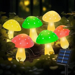 6 LED Solar Lichterkette Pilz Lichtschlauch Beleuchtung Garten Party Deko Außen - Bild 1 von 20