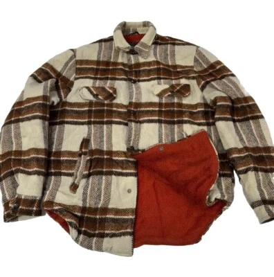 VTG 60s Towncraft Penney’s Jacket Snap Plaid Wool Cruiser Pile Lined Shacket M - Image 1 of 4