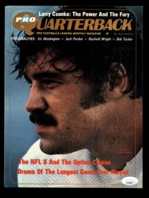 Larry Csonka JSA 亲笔签名复古签名 1972 年职业四分卫封面海豚 — 第 1/2 张图片