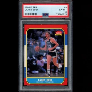1986 NBA Fleer Basketball Larry Bird #9 PSA 6 EXMT - Picture 1 of 2