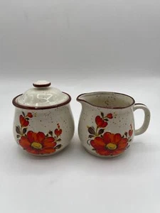 Momoyama Valentia Cream and Sugar - Vintage Hand-Painted Poppy Cream and Sugar - Imagen 1 de 5