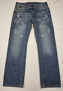 Pantalones de mezclilla Xtreme Couture para hombre 30x29 azul pierna recta desgastados retro Y2K años 90 - Imagen 1 de 22