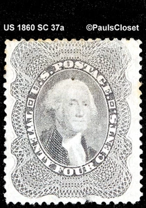 US 1860 SC 37a 24¢ WASHINGTON GRAY MINT NO GUM SCV $500 FINE/VERY FINE - Picture 1 of 2