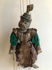 Poupée marionnette en bois antique BIRMANE sculptée à la main, 22" T avec poignée