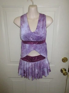 Purple Watercolor Sequin Lyrical Dance Costume Large Child LC 12 14 - Picture 1 of 2