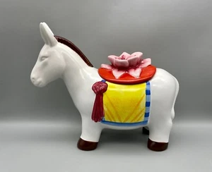 Opalhouse Donkey Cookie Jar White Burro Fiesta Flower Mexico Stoneware 2018 NEW - Picture 1 of 10
