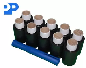40 x Mini Stretchfolie handstretchfolie Folie 23µm 100mm Schwarz + Abroller - Bild 1 von 4