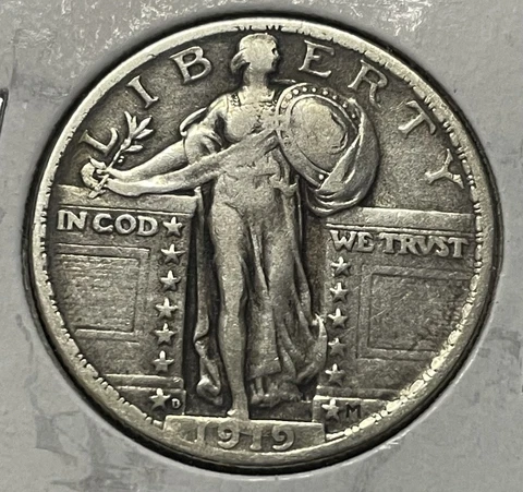 1919-D 25c VF Key Date Standing Liberty Quarter! Very Fine ++ Cover