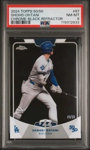 PSA 8 NM-MINT 2024 Topps 50/50 Shohei Ohtani Chrome-Black Refractor /10 POP 1 - Picture 1 of 3