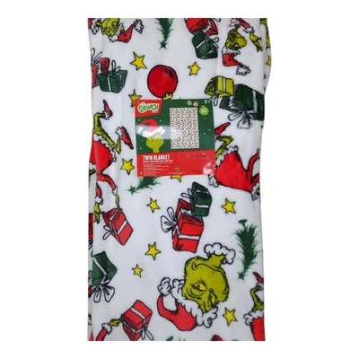 Dr. Seuss The Grinch Twin Plush Throw Blanket 60" X 90" Christmas Holiday Kids - Image 1 of 4
